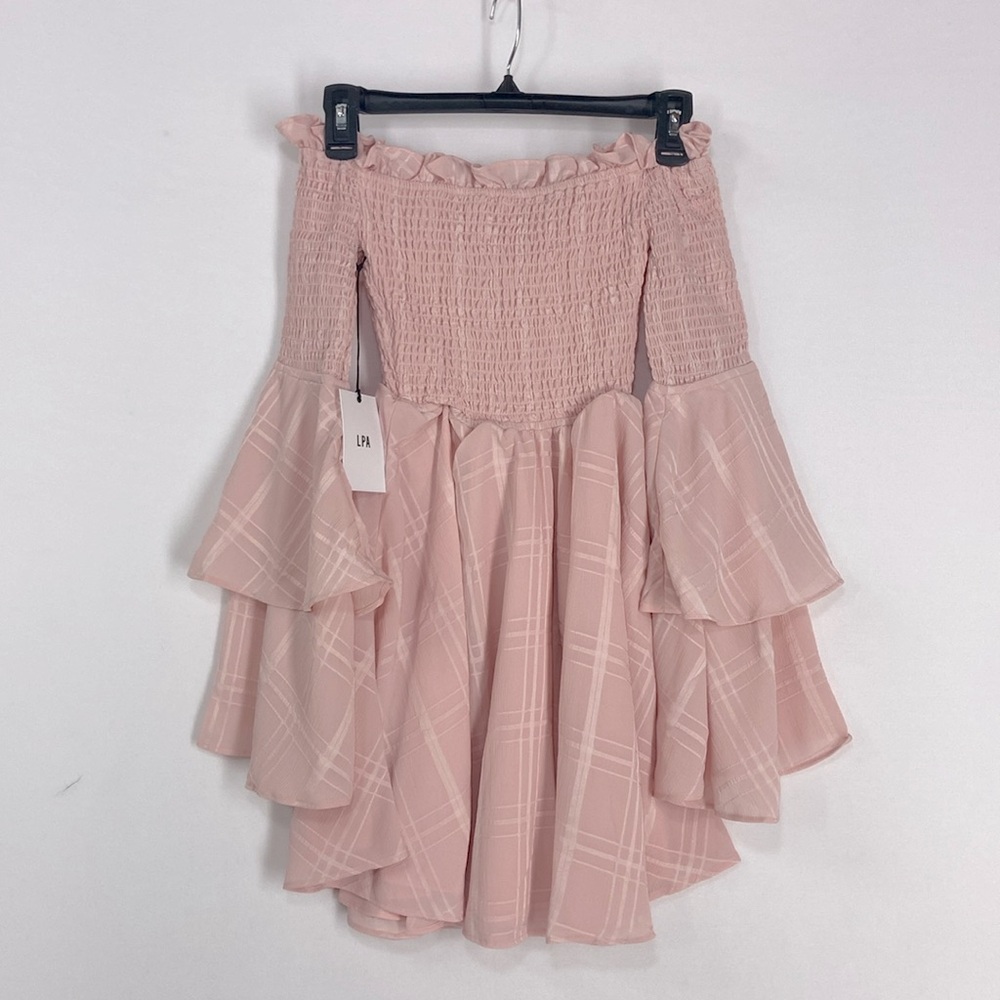 LPA Smocked Mini Dress in Blush Size XXS from REVOLVE - Picture 3 of 6